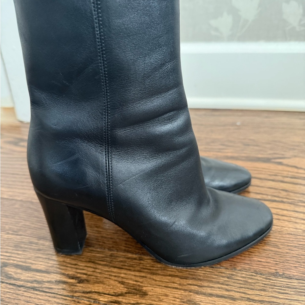 Maje Fanette Black Leather Bootie. Size 38